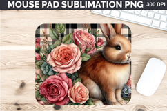 Watercolor Bunny Mouse Pad Sublimation - Valentines PNG Product Image 1