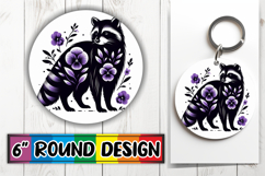 Cheerful Keychain Round Design PNG, Flower Animals Product Image 1