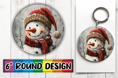 Winter Christmas Snowman Keychain Round Design Sublimation Product Image 1