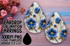 Embroidered Blossoms Teardrop Earrings - Sublimation Design Product Image 1