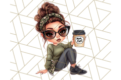 Sassy Mom Coffee PNG Clipart, Messy Bun Mom Life PNGs Product Image 5