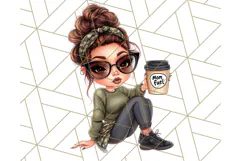 Sassy Mom Coffee PNG Clipart, Messy Bun Mom Life PNGs Product Image 5