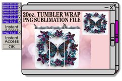 3D Butterfly and Flowers Tumbler Wrap - 20oz Spring Product Image 1