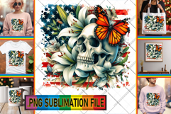 Unique Tote Bag Art Ideas, Skull USA Product Image 1