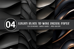 Luxury Black 3D Wave Digital Paper Product Image 1