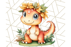 Fall Dinosaur PNG Clipart with Autumn Elements, Cute Dino Product Image 5