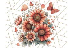 Sunflower and Butterfly PNG Clipart, Bright Jewel Tones Png Product Image 5