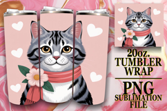 Whimsical views 20oz tumbler wrap, Valentines Cat Product Image 1