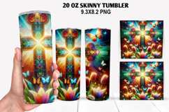 Cross Flower Skinny Tumbler 20oz Wrap Design, Easter Tumbler Product Image 1
