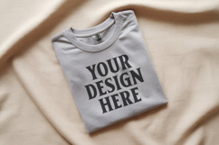 Gildan 64000 Heather Grey Folded T-Shirt Mockup | Flat Lay U Product Image 1
