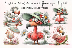 Whimsical Summer Flamingo Clipart PNG Product Image 1