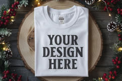 Gildan 64000 White Folded Christmas Flat Lay T-shirt Product Image 1