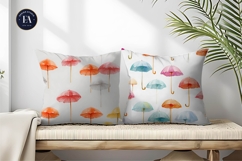 Watercolor Umbrellas Designed Like Mushrooms Digital Paper Product Image 2
