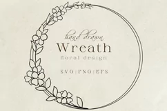 Floral wreath SVG, PNG. Hand drawn doodle flowers Product Image 1