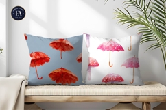 Watercolor Umbrellas Designed Like Mushrooms Digital Paper Product Image 2