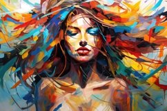 Vibrant Abstract Painting Of A Colorful Woman Background Product Image 1