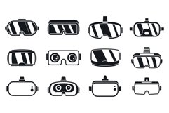 3d game goggles icons set, simple style Product Image 1