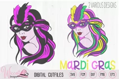 Mardi gras Girl with mask svg, carnival masker, Scanncut fcm Product Image 4