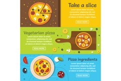 Pizza ingredient banner horizontal set, flat style Product Image 1