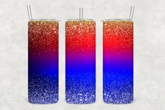 Blue Red Sparkle Glitter Tumbler Wrap Sublimation Product Image 1