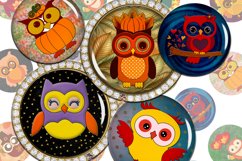 Owls Digital Collage Sheet,Autumn Images,Thanksgiving Circle Product Image 1