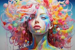 Colorful fantasy portrait of woman with abstract elements Product Image 1
