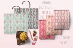 Seamless Valentine Papers Love and Xoxo 10 PNG files Product Image 5