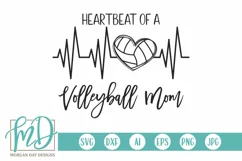 Heartbeat of a Volleyball Mom SVG DXF PNG Cut File Product Image 1