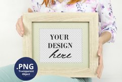 Woman holding Landscape Frame Mockup, Horizontal frame 8x10 Product Image 4