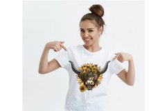 Alpine Cow, Sunflower,Flower Cow boho Sublimation T-shirt De Product Image 2