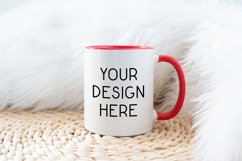 Mug Mockup 11 Oz Blank White Coffee Cup Red Handle Product Image 1