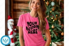 Bella Canvas 3001 Christmas, Woman purple Tshirt Mockup Product Image 1