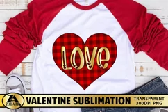 Valentine Sublimation PNG Love Heart Buffalo Plaid PNG File Product Image 1
