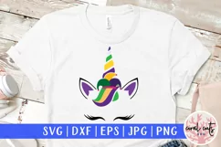 Mardi Gras Unicorn Face - Unicorn SVG EPS DXF PNG Product Image 1