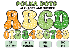 Polka Dots Alphabet Letters &amp; Numbers Clipart PNG 300DPI Product Image 1