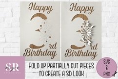 3D 3rd Birthday card | Paper cutting | birthday card SVG Product Image 3