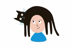 Cat is lying on a person's head. SVG/PNG/EPS/JPG Product Image 2