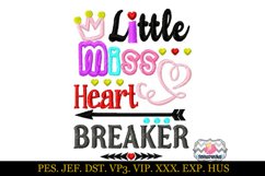 Little Miss Heart Breaker Applique Embroidery Design Product Image 1