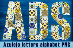 Azulejo alphabet png clipart, 26 letters with azulejo print. Product Image 1