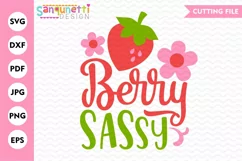 Berry Sassy Strawberry SVG, berry and flowers cutting file Product Image 1