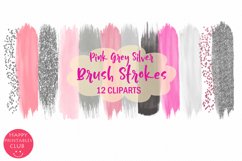 Pink Grey Silver Brush Strokes Clipart I Brush Strokes Product Image 1