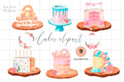 Boho cake clipart, Premade Logo Cake, Watercolor Bakery Product Image 3