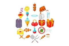 Glad icons set, cartoon style Product Image 1
