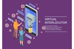 Virtual interlocutor concept banner, isometric style Product Image 1