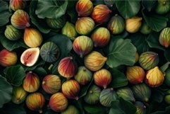 Fresh figs amidst green leaves Product Image 1