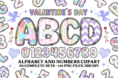 Valentine Alphabet Clip Art, valentines day letters doodle Product Image 1