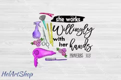 Hairdresser PNG, Sublimation PNG, She Works Willingly PNG Product Image 1