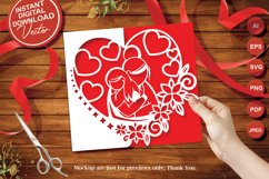 Papercut Mother and Daughter Hugging Card Cover Template Product Image 1