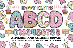 Easter Day Alphabet png clipart, easter day letters doodle Product Image 1