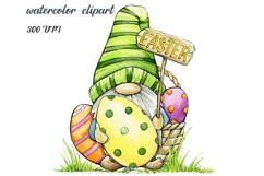 Watercolor clip art, Easter Bunny Gnome Sublimation Design Product Image 1